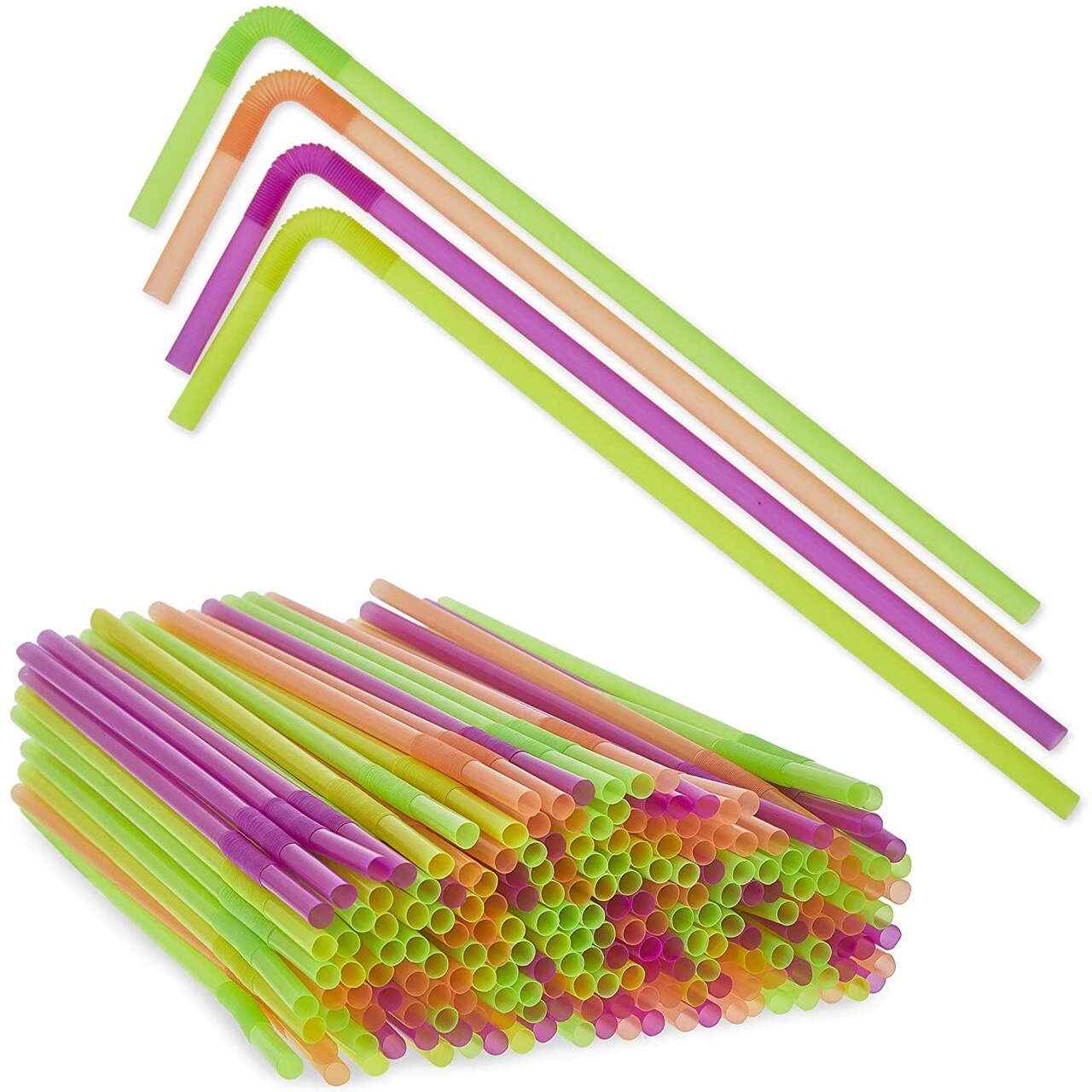 200 PCS Extended Straws Plastic,13 inch Straws,BPA-Free Drinking Straw,  Flexible Reusable Straws, Bendy Fancy Straws, Party Decorations 